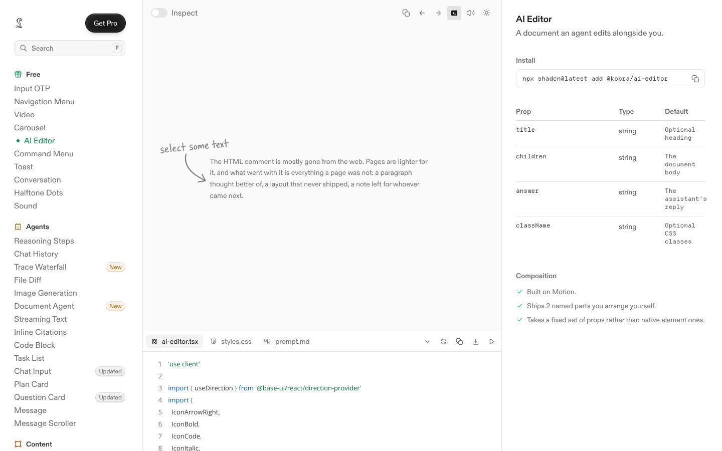 AI Editor (Kobra) preview