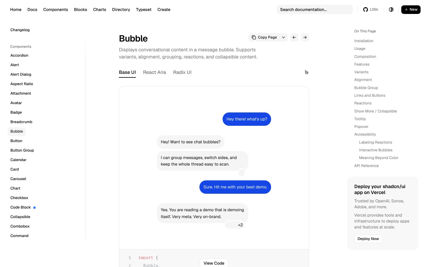 Bubble (shadcn/ui) preview