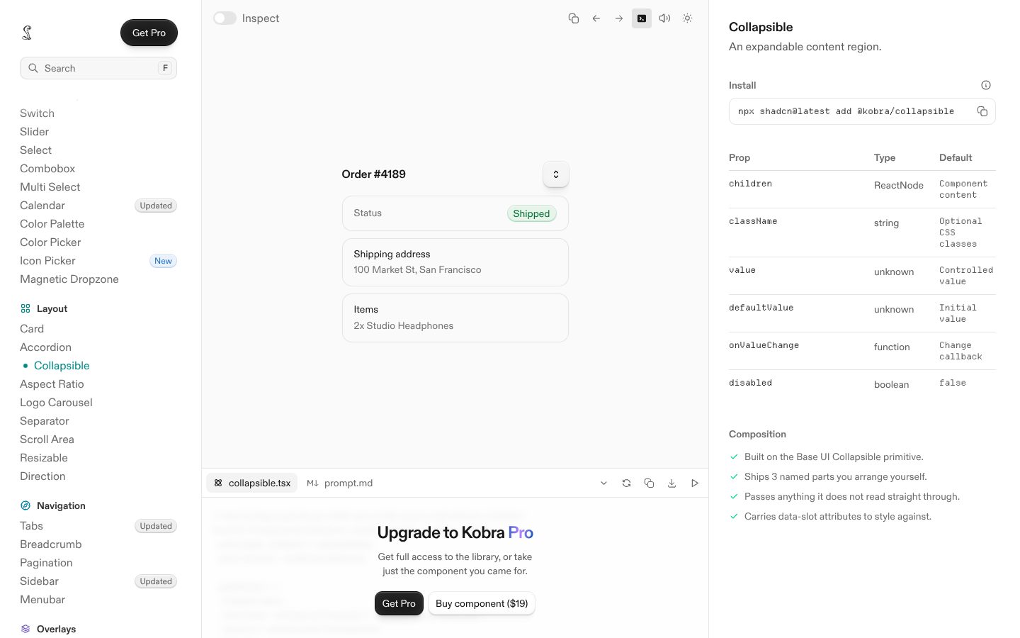 Collapsible (Kobra) preview