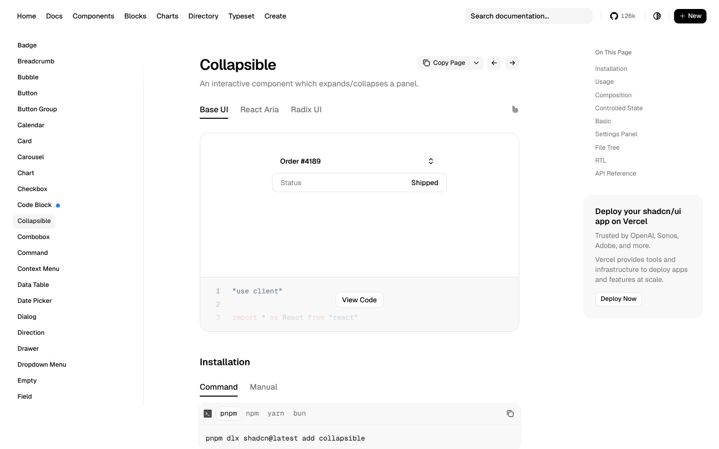 Collapsible (shadcn/ui) preview