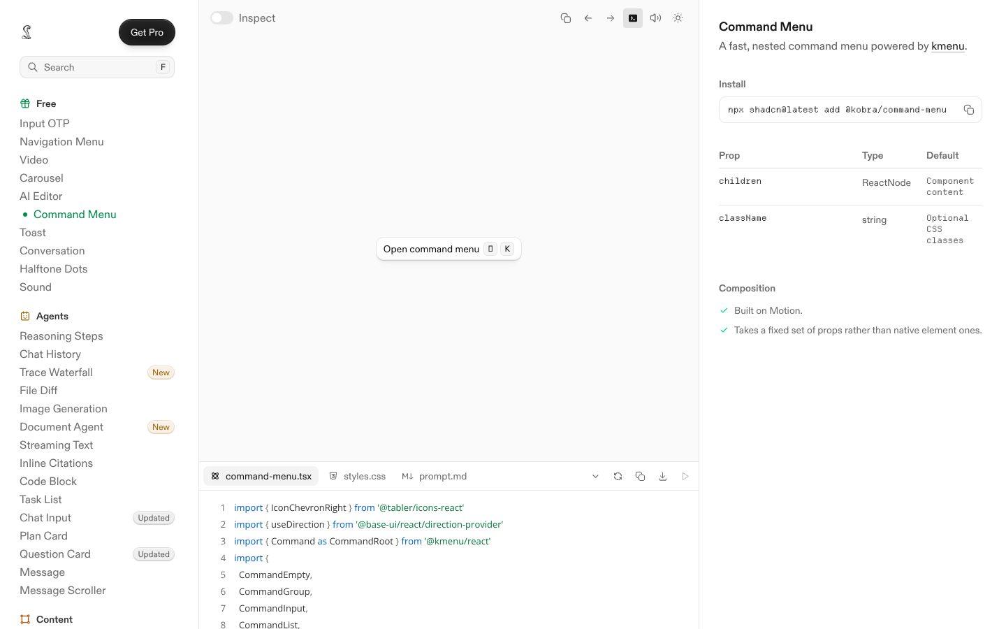 Command Menu (Kobra) preview