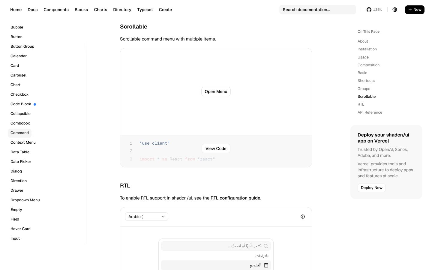 Command (shadcn/ui) preview