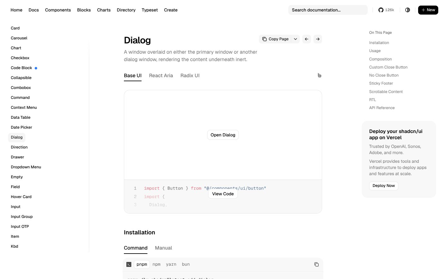Dialog (shadcn/ui) preview