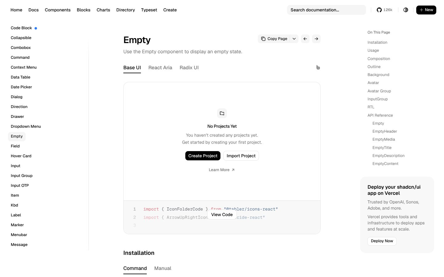 Empty (shadcn/ui) preview
