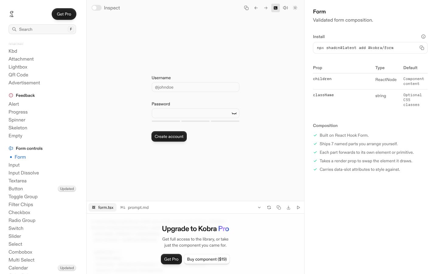 Form (Kobra) preview
