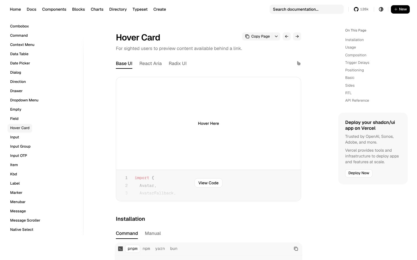 Hover Card (shadcn/ui) preview