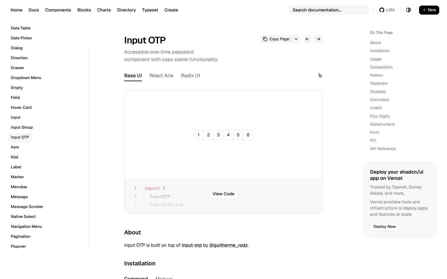Input Otp (shadcn/ui) preview
