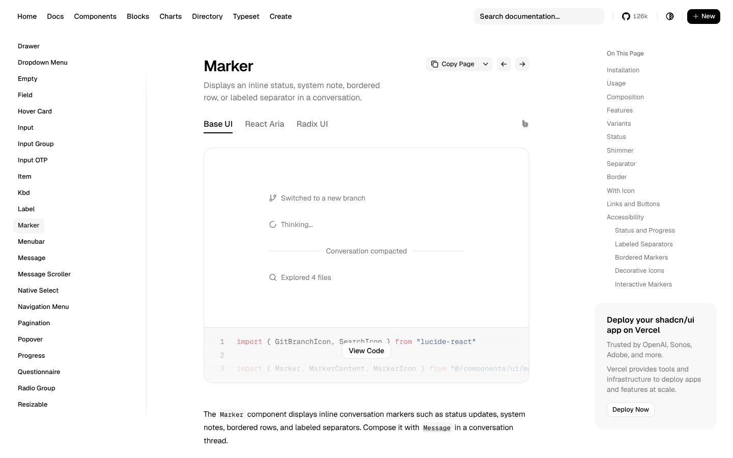 Marker (shadcn/ui) preview