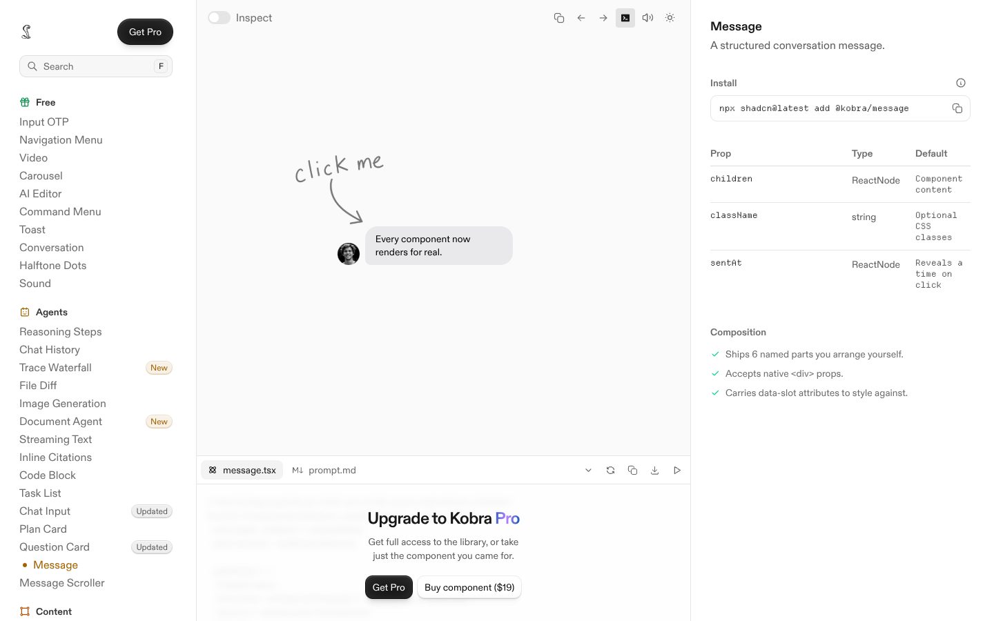 Message (Kobra) preview
