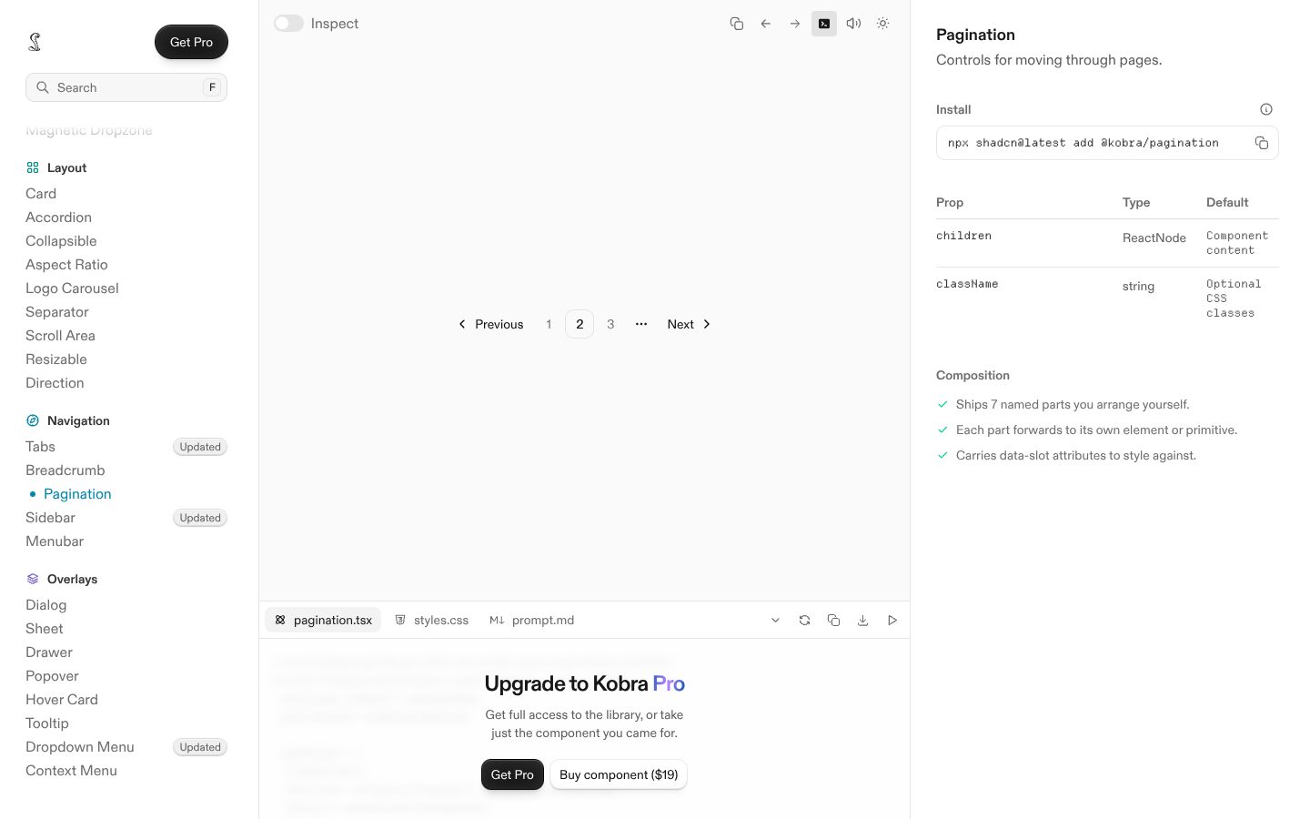 Pagination (Kobra) preview