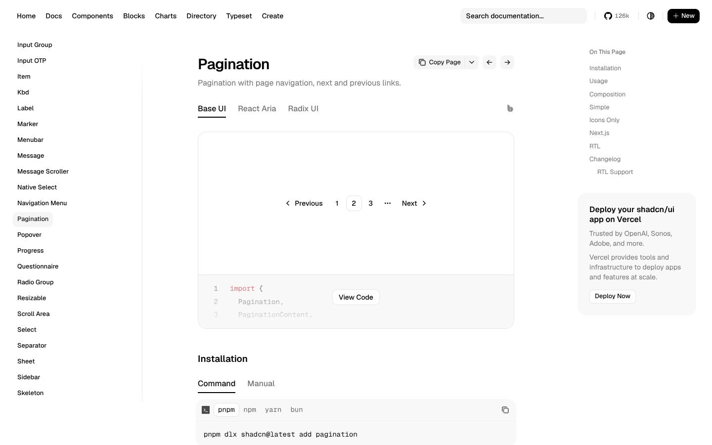 Pagination (shadcn/ui) preview