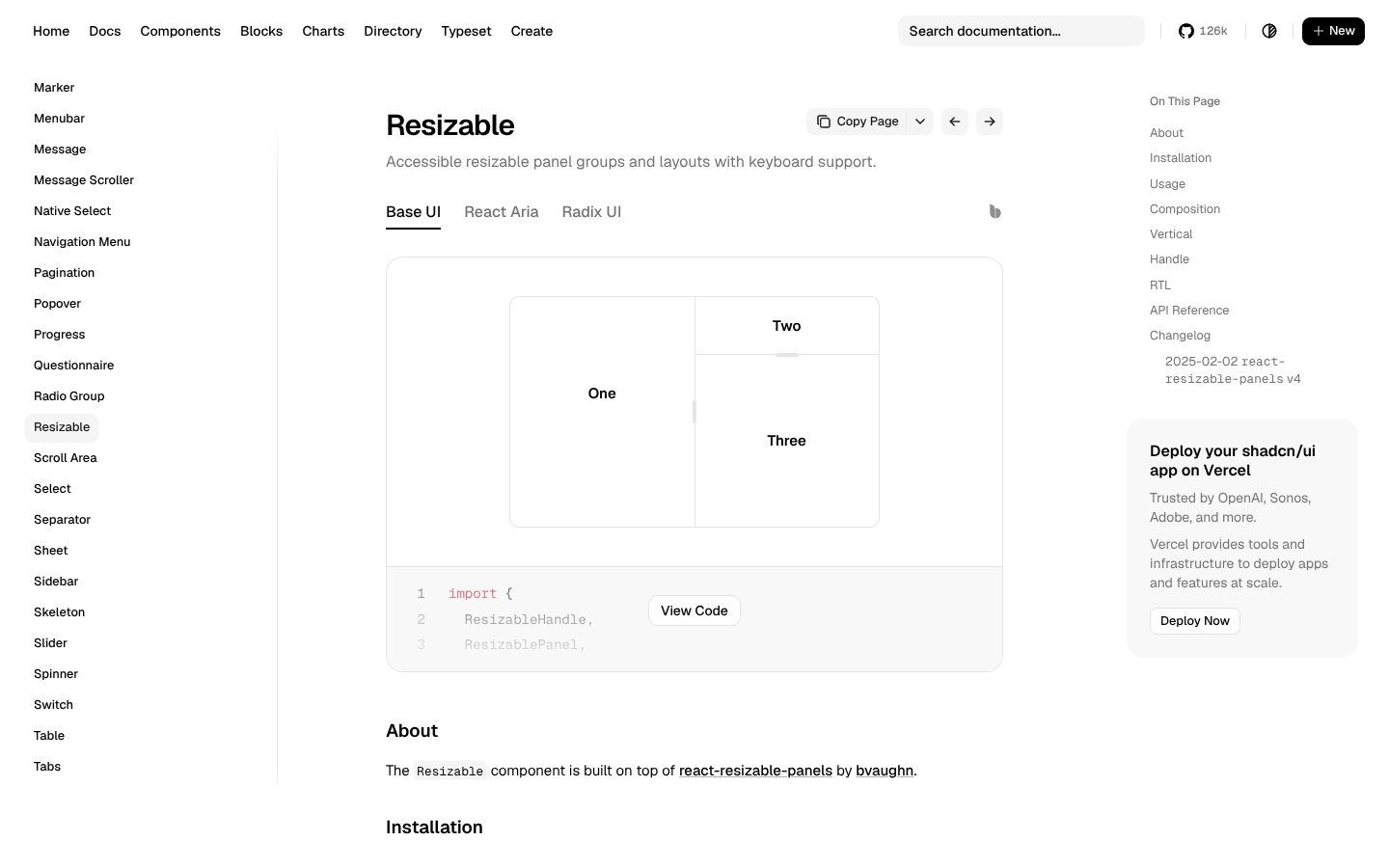 Resizable (shadcn/ui) preview