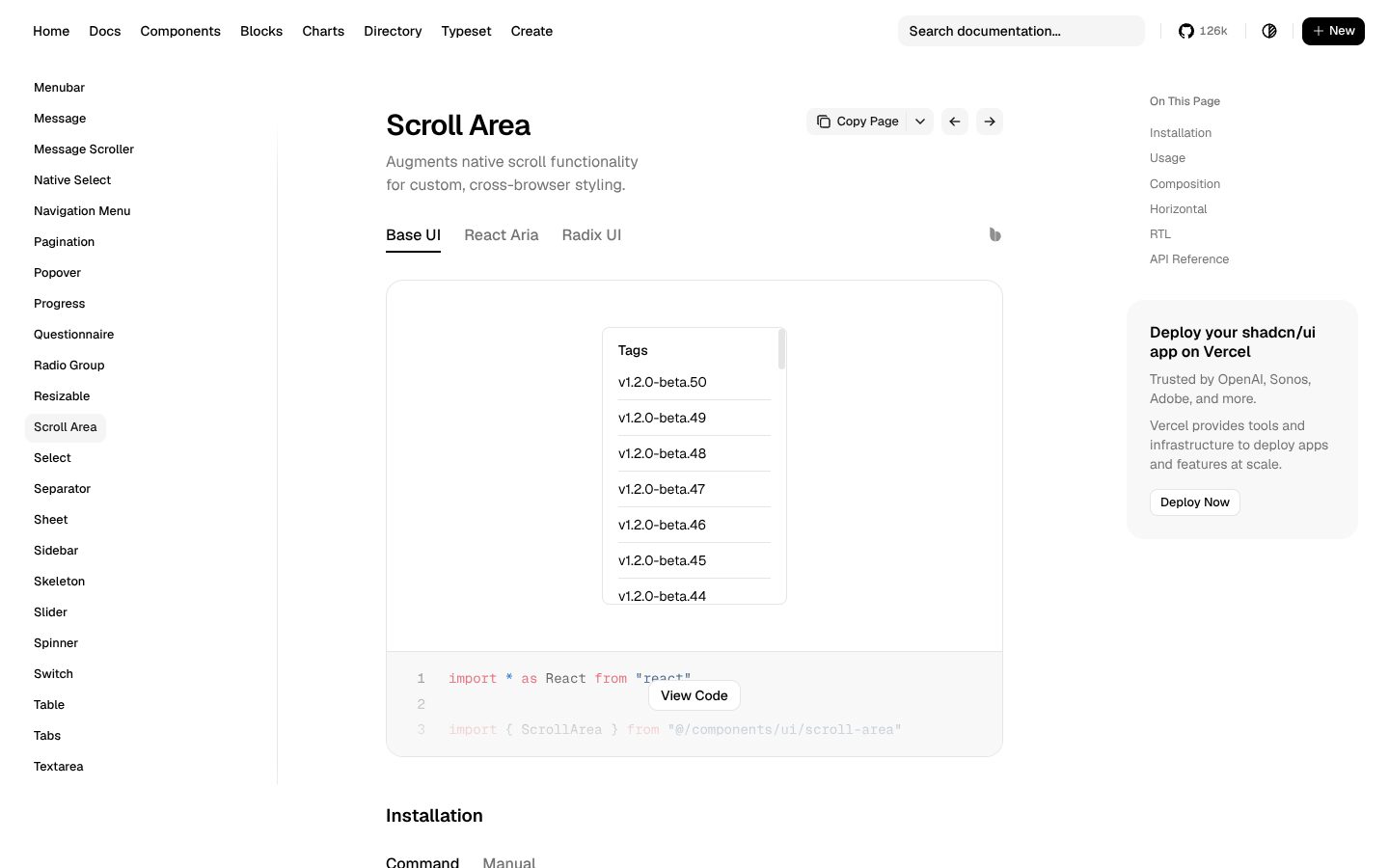 Scroll Area (shadcn/ui) preview